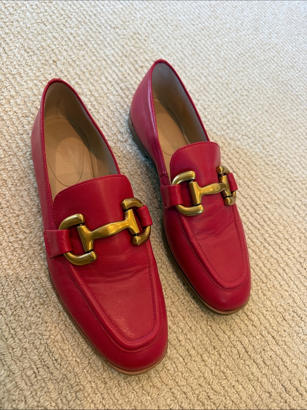 Boden red leather loafers 39/8.5 worn twice